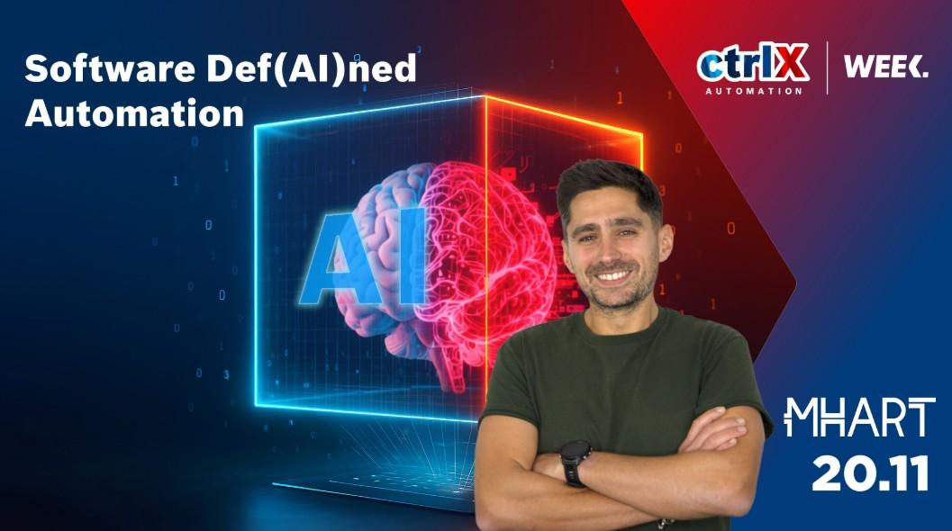 Carlo Caggiano di MHART speaker alla ctrlX AUTOMATION Week 2025 di Bosch Rexroth su automazione e software open automation