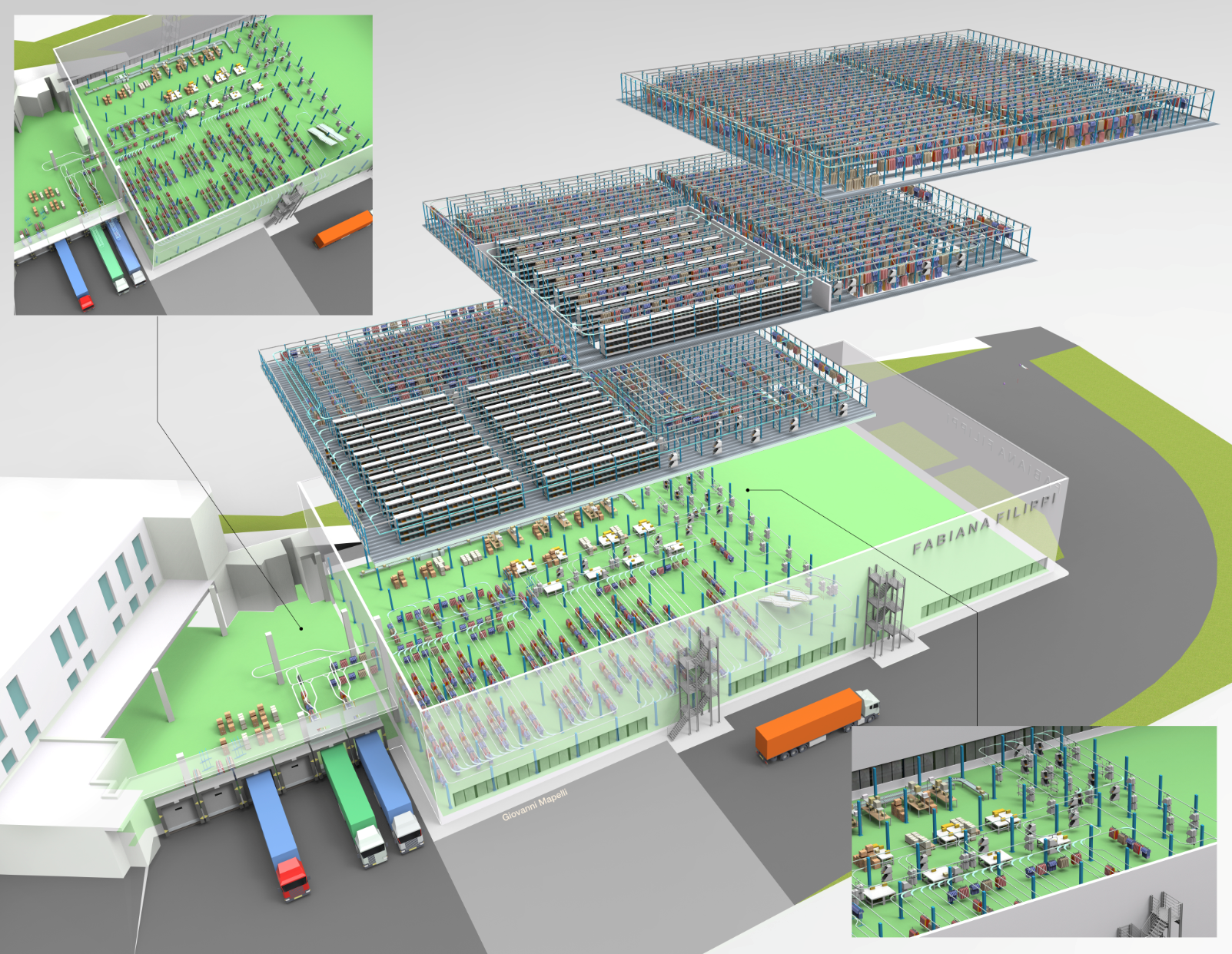 Magazzino multipiano Fabiana Filippi movimentazione capi appesi 